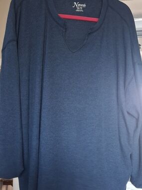Natural Reflections Dark Teal Waffle Thermal Long Sleeve Top